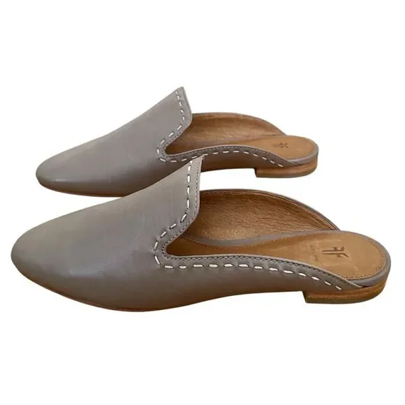Frye Gwen Pickstitch Mules Slide Size 7.5 Gray New - Picture 8 of 8